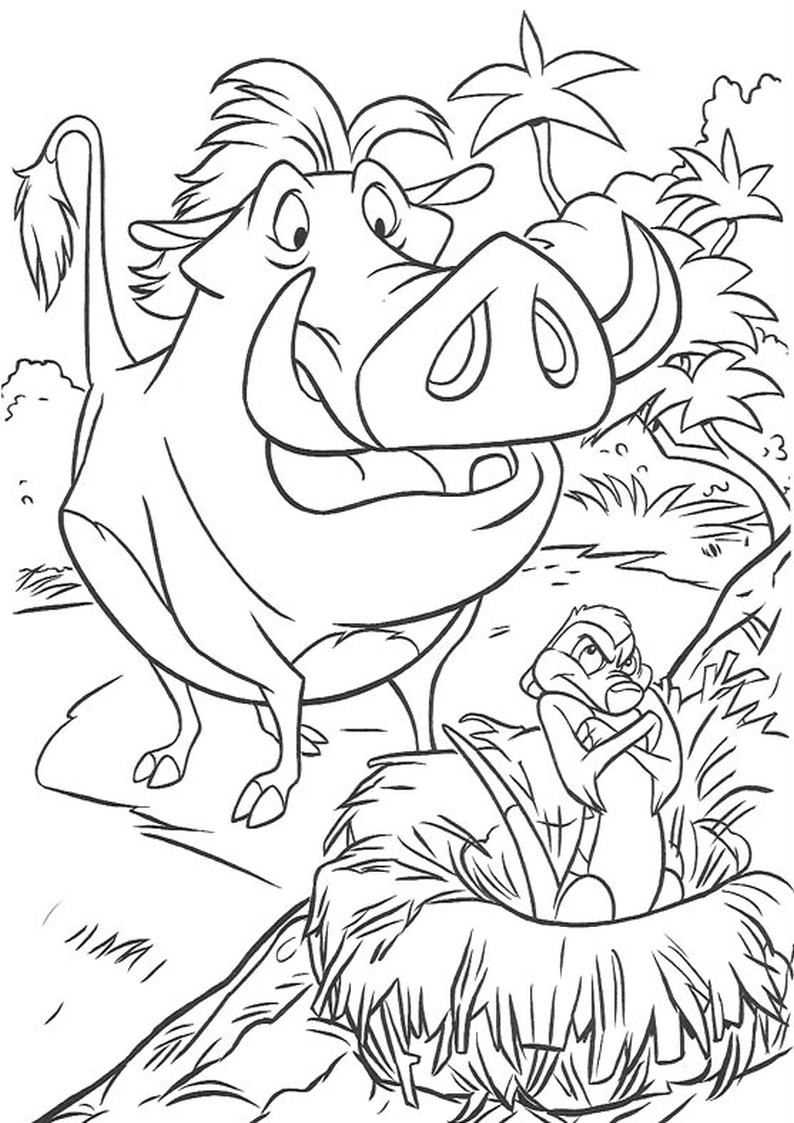 kolorowanka Timon i Pumba z bajki Król Lew Disney, dla dzieci malowanka do wydruku numer 40